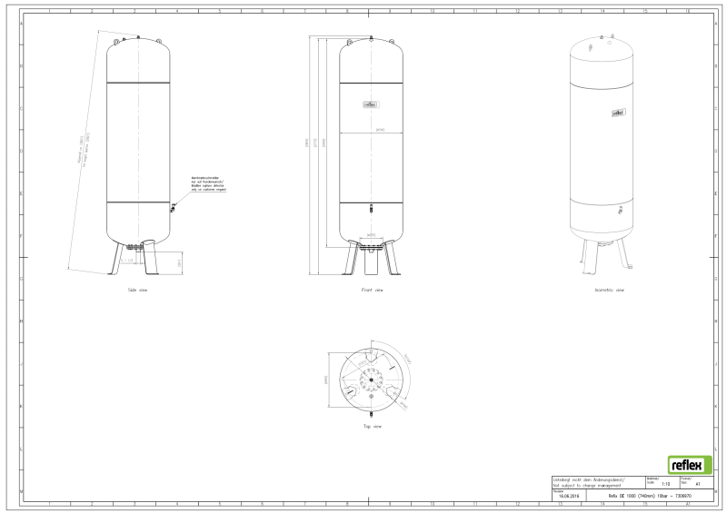 Refix DE 1000/740, vas de expansiune, 10 bar