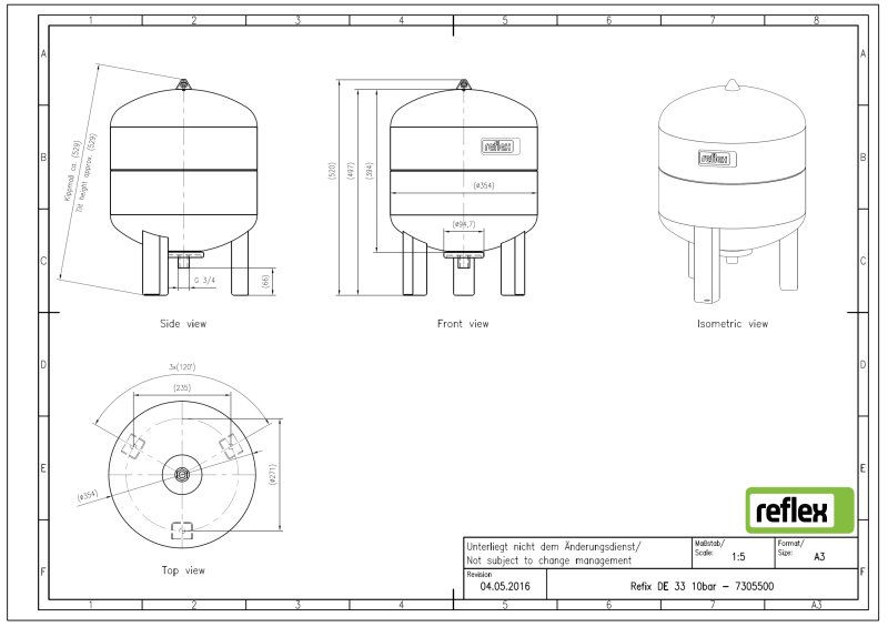 RefixDE33_10bar-7305500 REFLEX - Refix DE 33, vas de expansiune, 10 bar