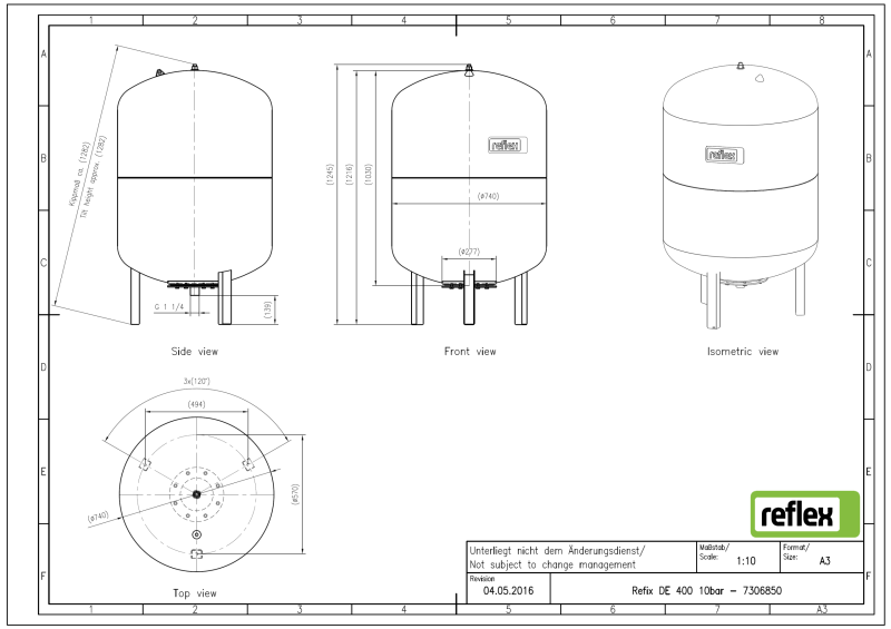 RefixDE400_10bar-7306850 REFLEX - Refix DE 400, vas de expansiune, 10 bar