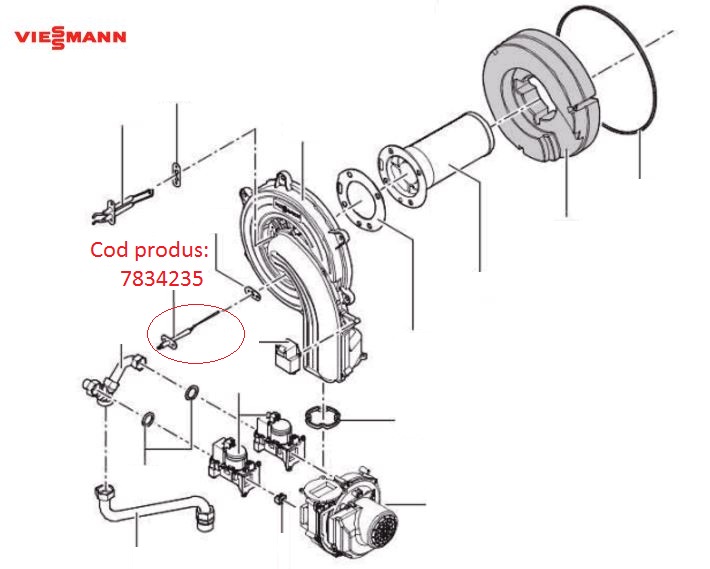 Electrod Ionizare centrala termica Viessmann Vitodens 200 - 45 kw
