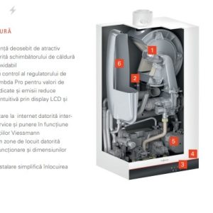 Z024826 Centrala termica Viessmann Vitodens 050-W B0KA 25 kW cu WiFi, cu un design atractiv în culoarea „Vitopearlwhite“